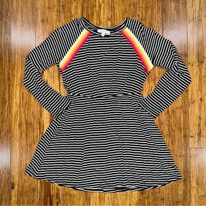 Persaya Girl Black & White Striped Dress M(8)